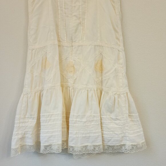 Vtg 90s Baby Doll Mini Tank Dress Lace Pleats Embroidered Women P/S Y2K Wimsy - Picture 12 of 13
